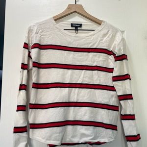 Express Sweater, White with Red Stripes